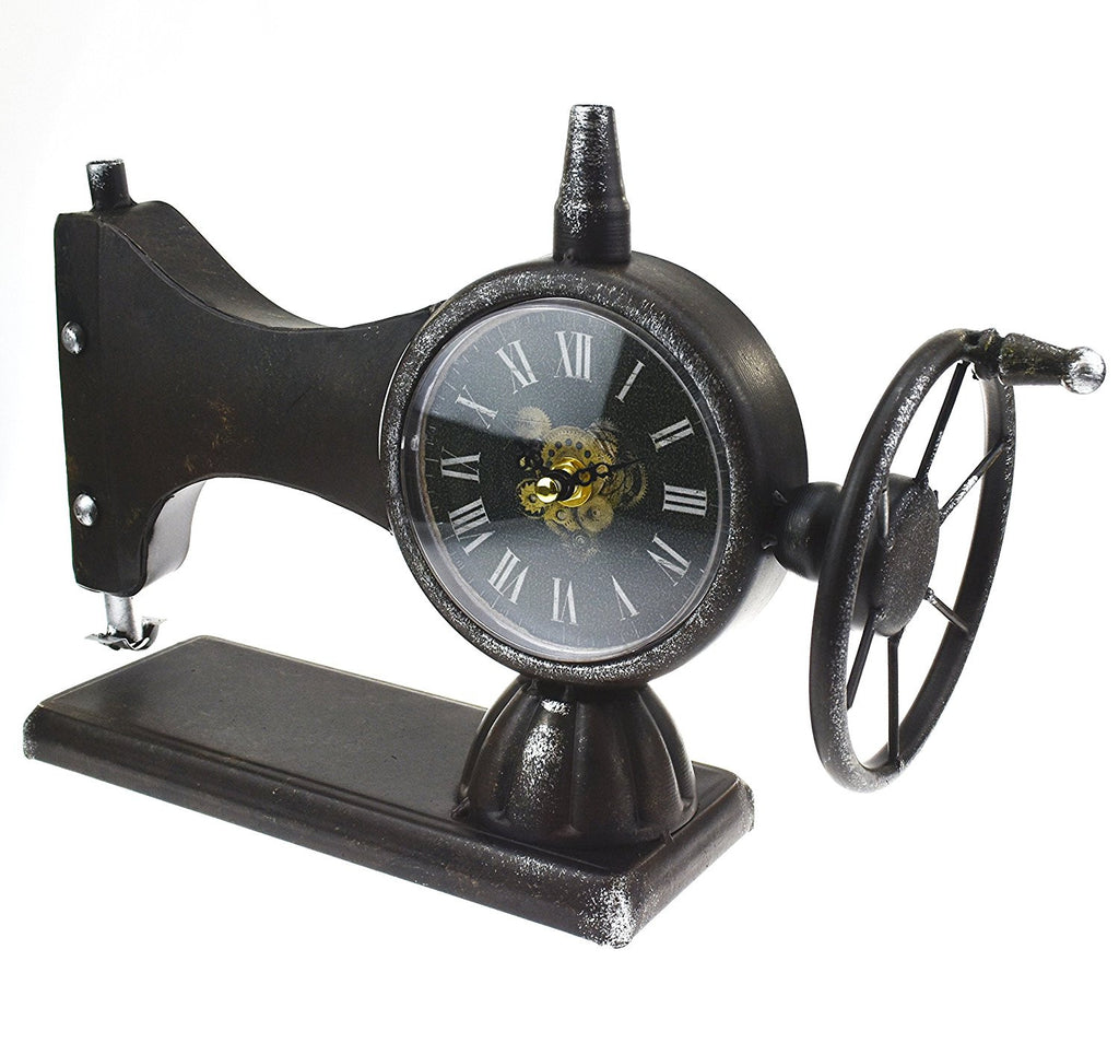 Hometime Sewing Machine Metal Mantel Clock