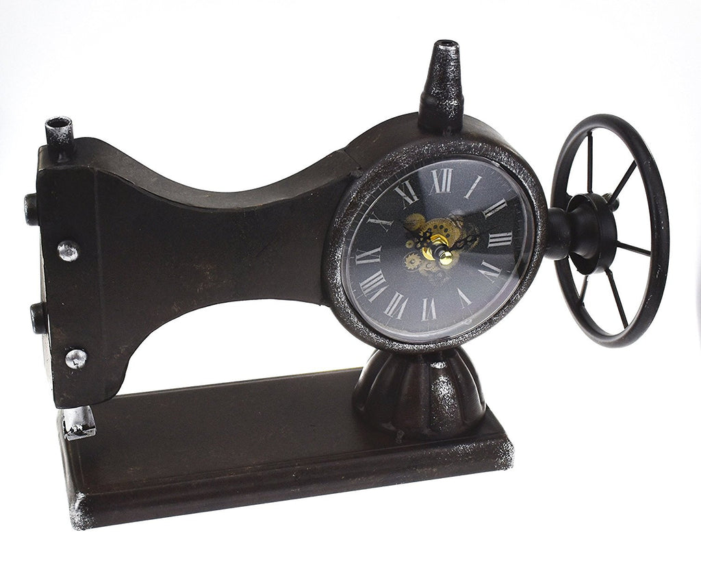 Hometime Sewing Machine Metal Mantel Clock