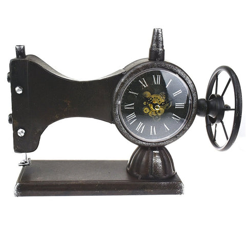 Hometime Sewing Machine Metal Mantel Clock