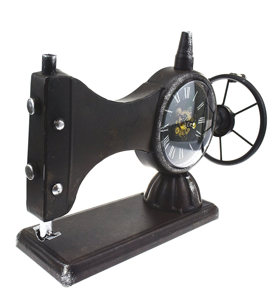 Hometime Sewing Machine Metal Mantel Clock