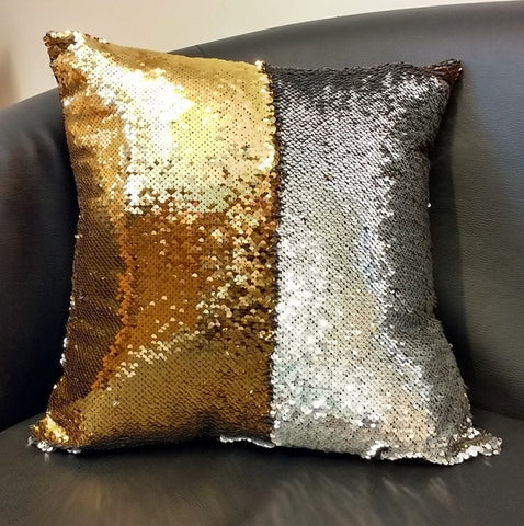 Gold & Silver Magical Sequin Cushion 16"