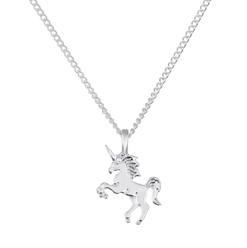 Magical Unicorn Pendant Necklace Silver 