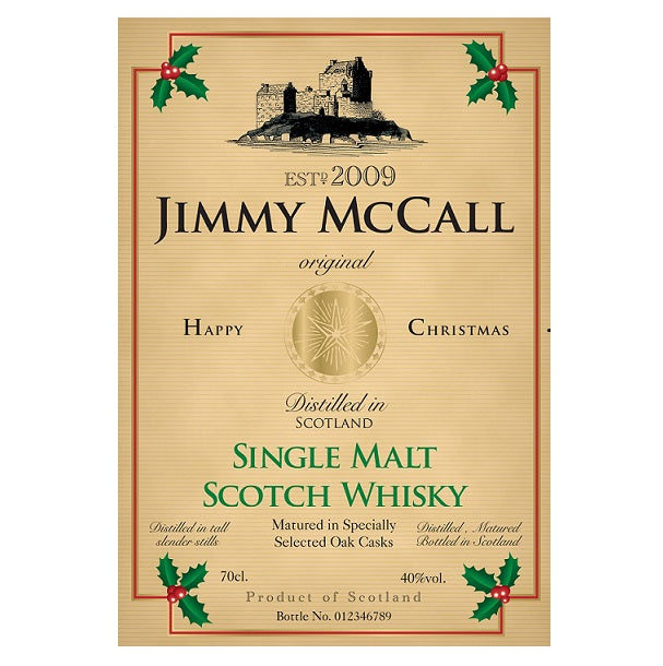 Personalised Christmas Labels for Single Malt Whisky (Pack of 2)