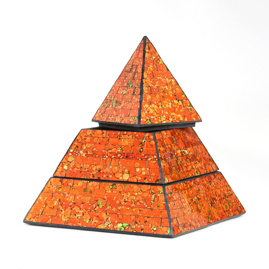 Orange Mosaic Pyramid Jewellery Keepsake Box