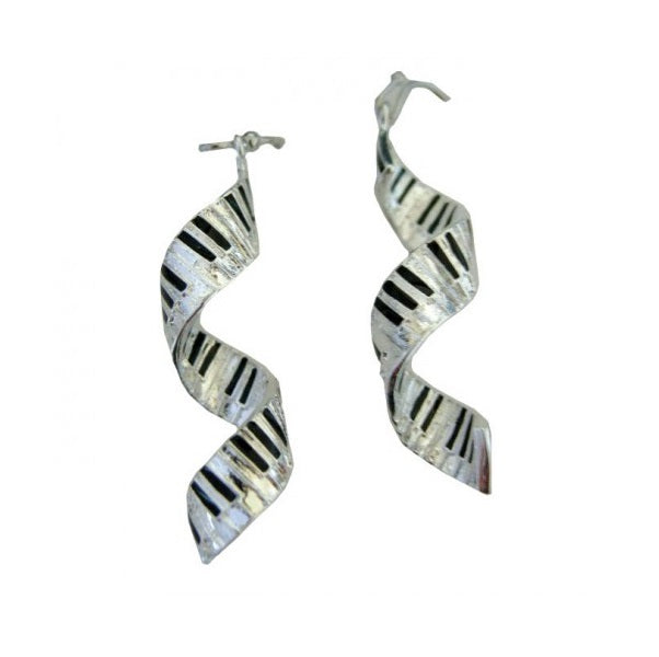 Spiral Keyboard Silver Plated Earrings