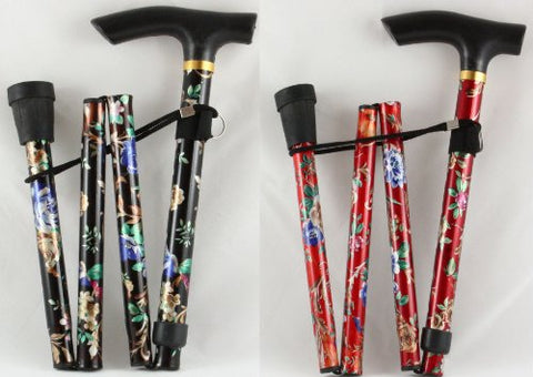 Adjustable Folding Floral Walking Stick